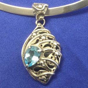 Blue Topaz Sterling Silver Pendant